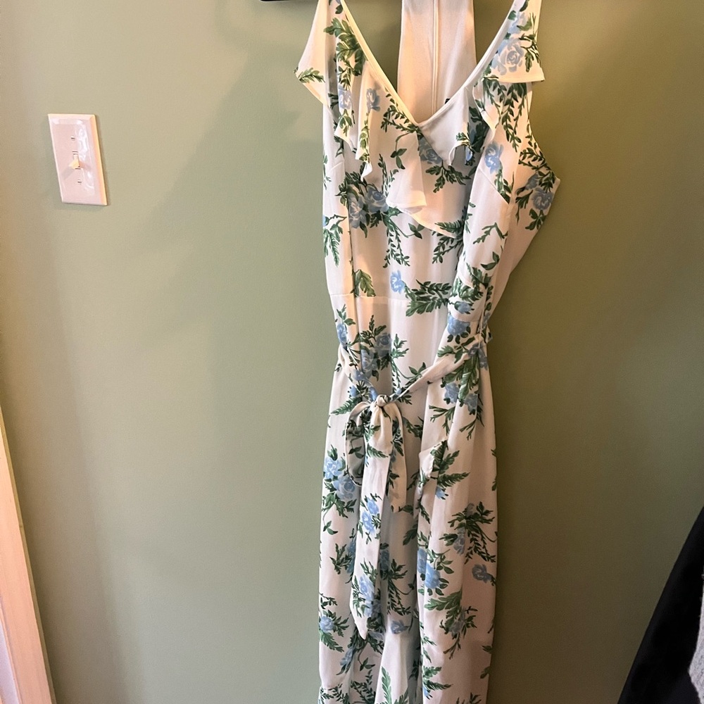 Floral Maxi Dress in White and Green